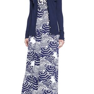 😍 Lilly Pulitzer Sloane Maxi in Bright navy Oh Cabana Boy Jersey Dress. (Large